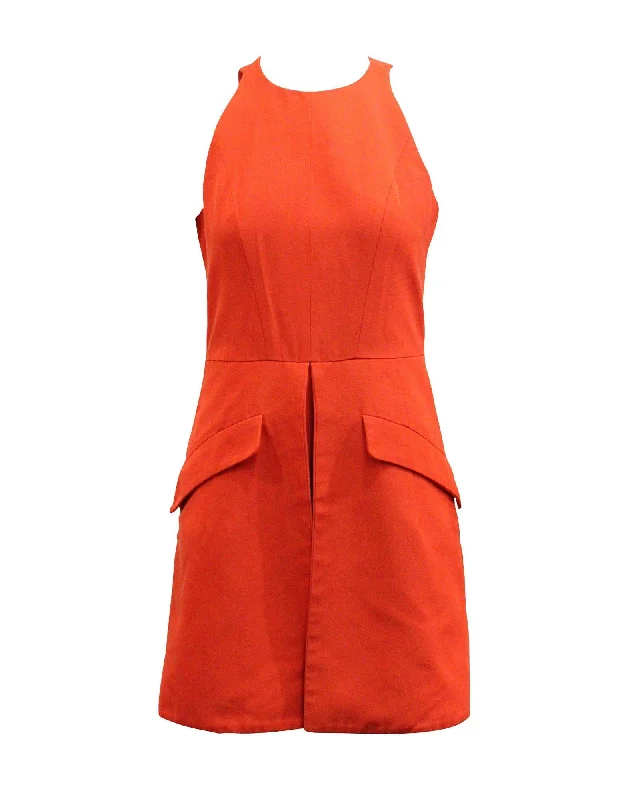 Sleeveless Orange Mini Dress Elegant Mini Dress with Ruffles