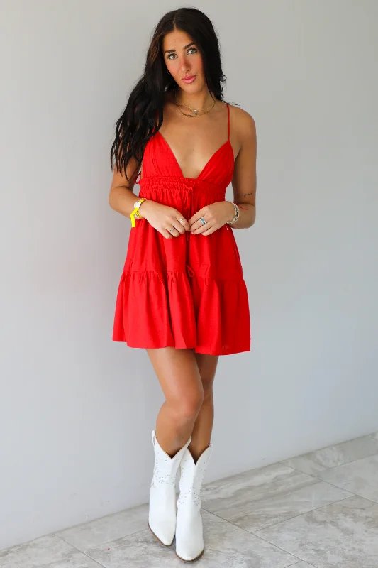 Touchdown Mini Dress: Red Comfortable Bodycon Mini Dress