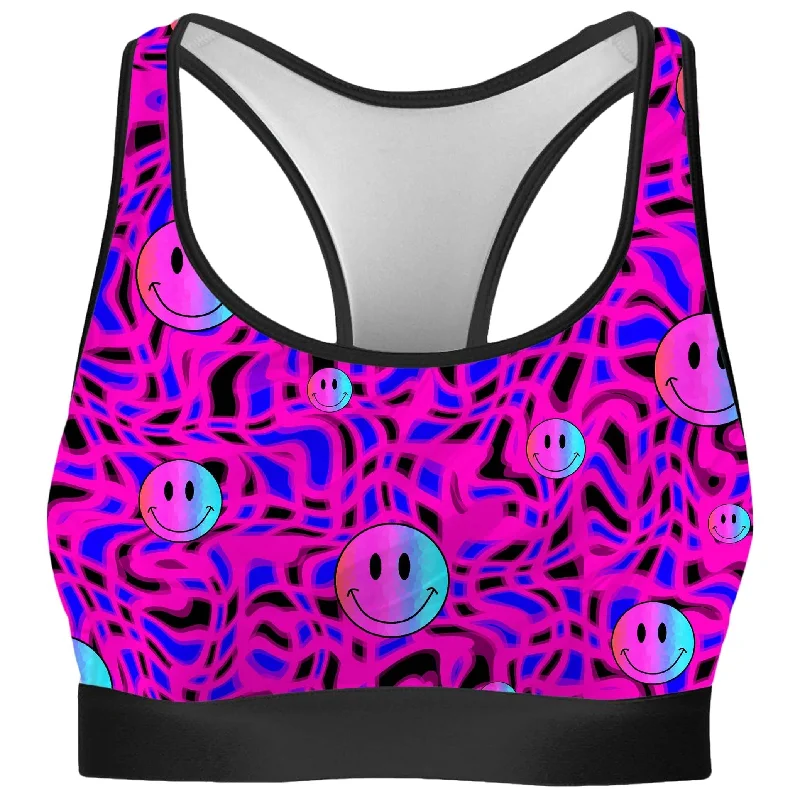 Trippy Smiles Rave Bra Sporty Compression Bra