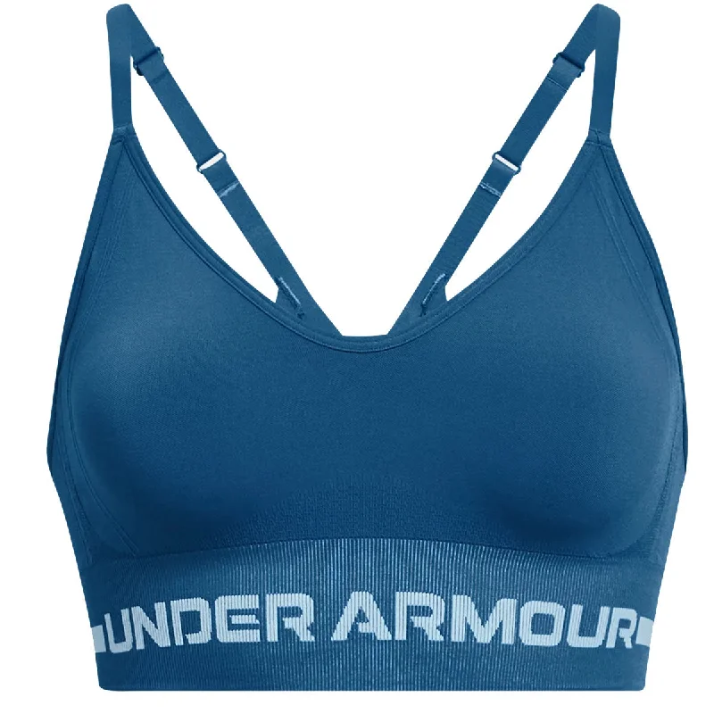 Under Armour Seamless Low Long Sports Bra - Womens - Varsity Blue/Blizzard Elegant Cotton Bra