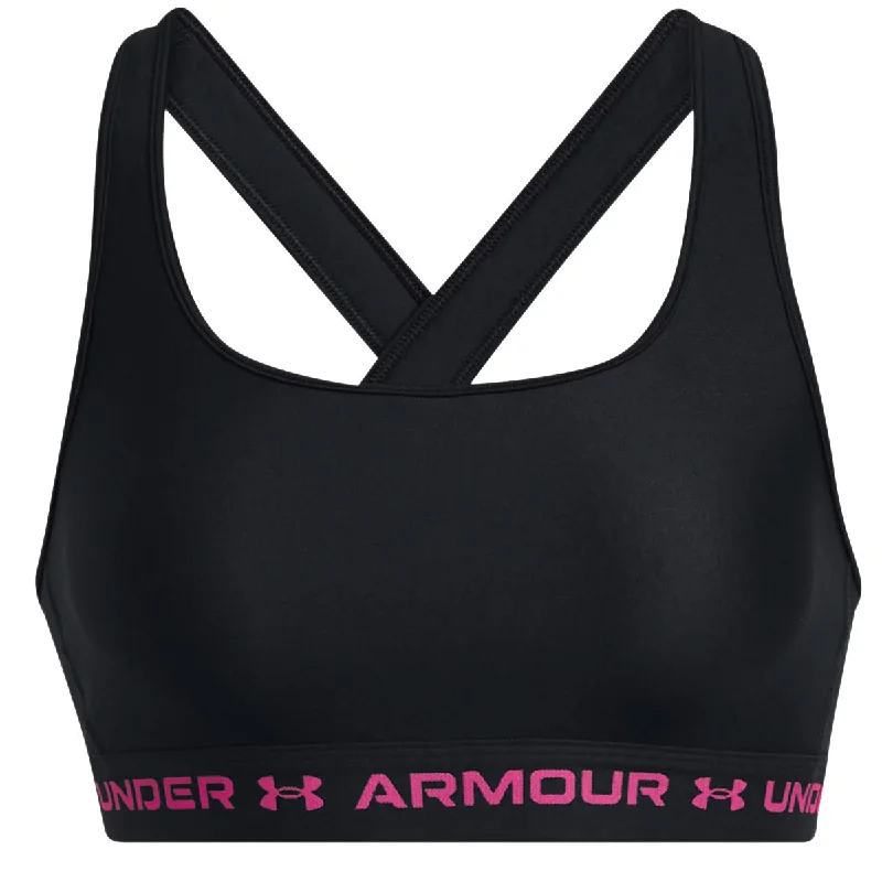 Under Armour Armour Mid Crossback Sports Bra - Womens - Black/Astro Pink Sexy Underwire Bra