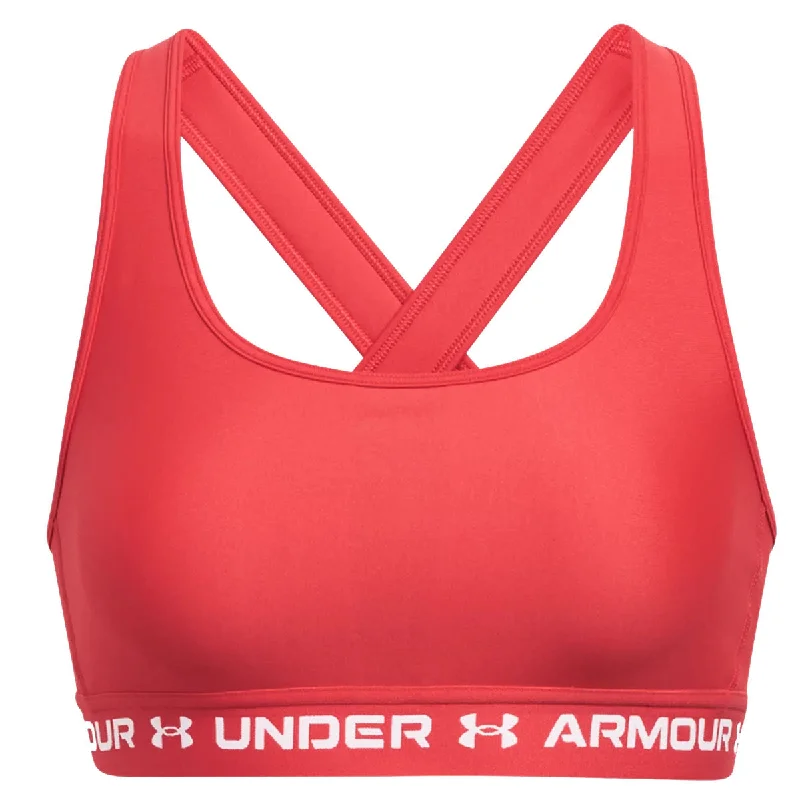 Under Armour Armour Mid Crossback Sports Bra - Womens - Red Solstice/White Casual Bralette Set