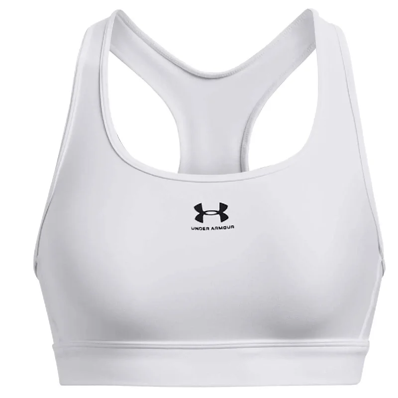 Under Armour HeatGear Armour Mid Padless Sports Bra - Womens - White/Black Lace Back Bra