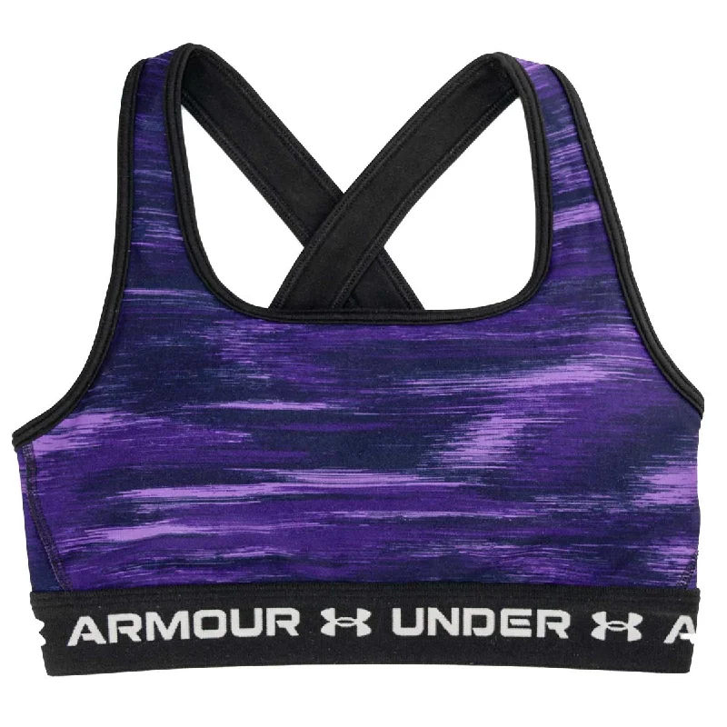 Under Armour Mid Crossback Print Sports Bra - Womens - Purple/Lavish/White Sleek Sports Bra