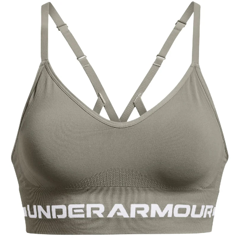 Under Armour Seamless Low Long Sports Bra - Womens - Grove Green/White Simple Wireless Bra