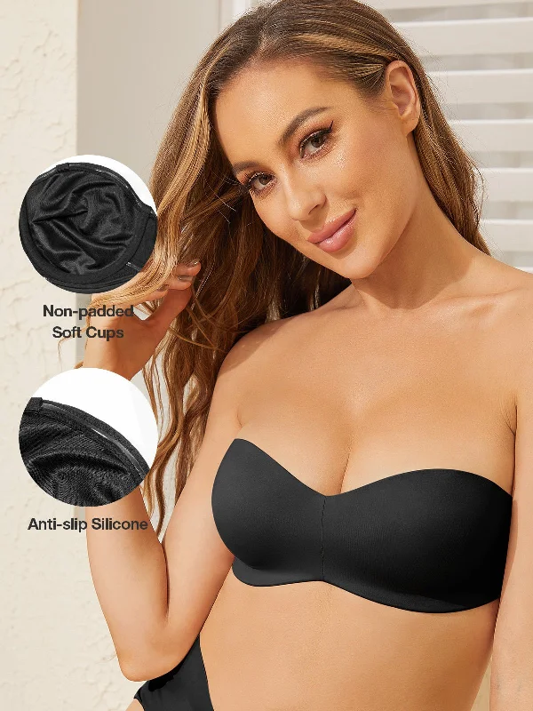 Strapless Unlined Underwire Multiway Bra Seamless Bra Black Minimalist Wireless Bra