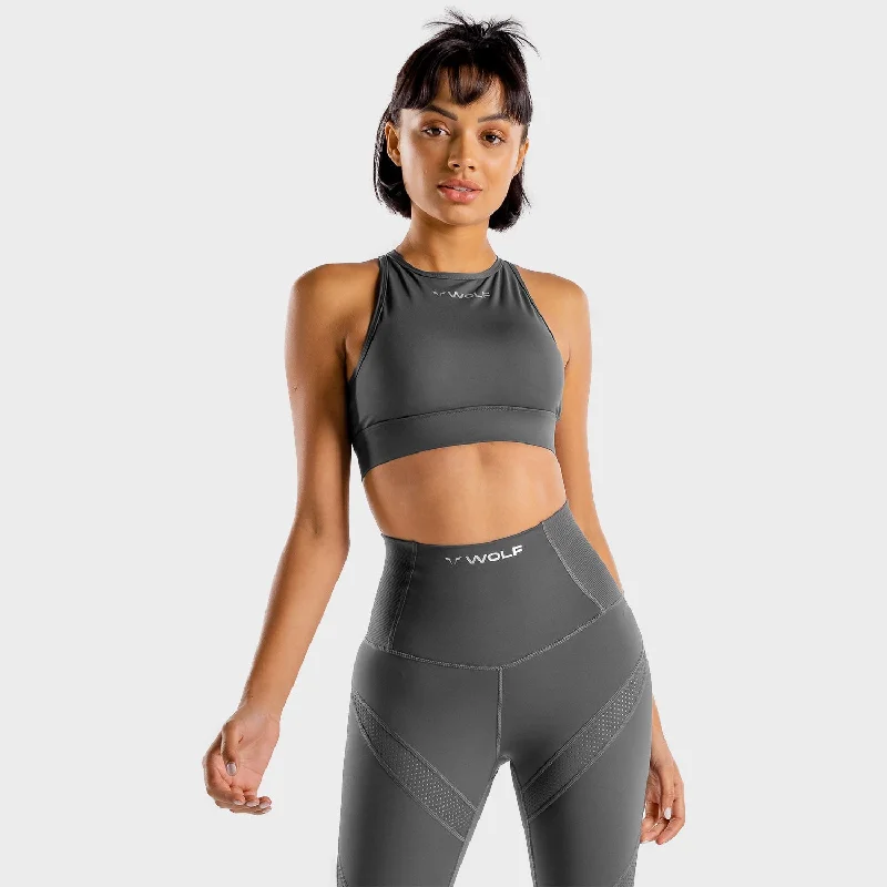 Wolf Sports Bra - Graphite Lightweight Cotton Bra