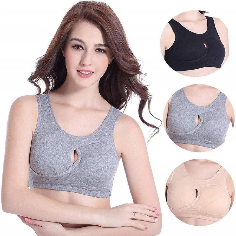 Women Anti-Sagging Cotton Sports Bra, 3 packs Comfortable Lace Bra