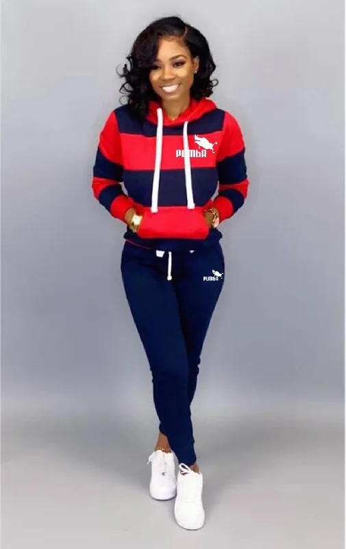 Sweatshirt+Pants Sportwear Casual Women's Sports Suit Hoodie with Front Slit Layering Stylish