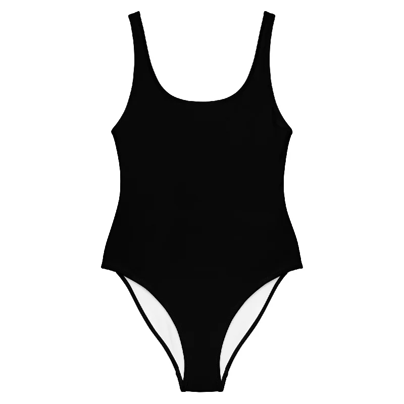 Black One Piece Swimsuit from Extremely Stoked Ruffled Swimsuit Top