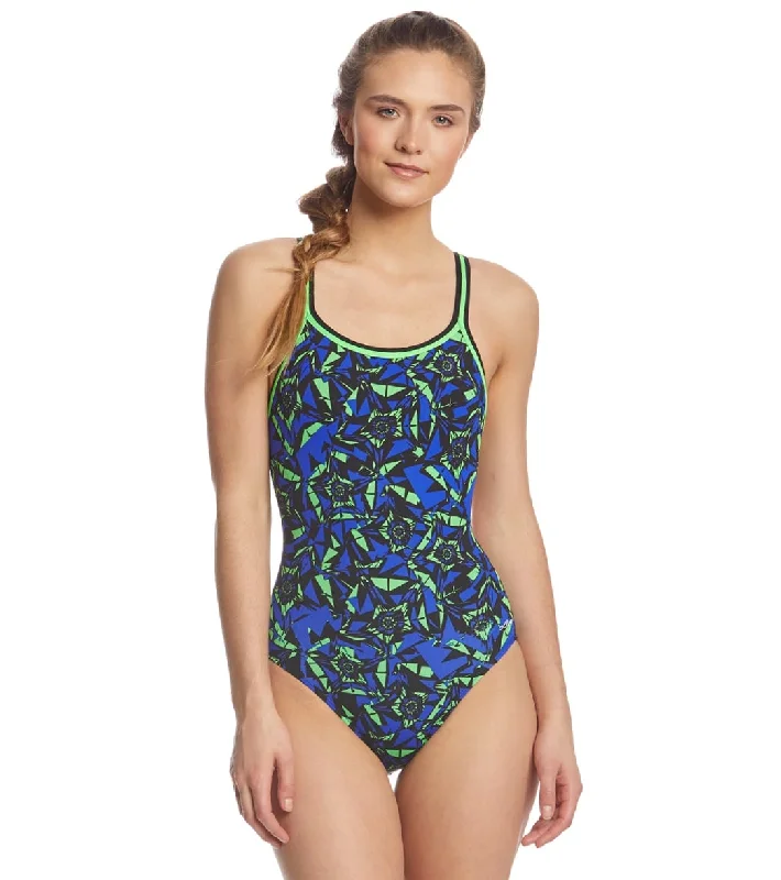 Dolfin Reliance Women's Ion DBX V-Back One Piece Swimsuit Blue/Green Classic One-Piece