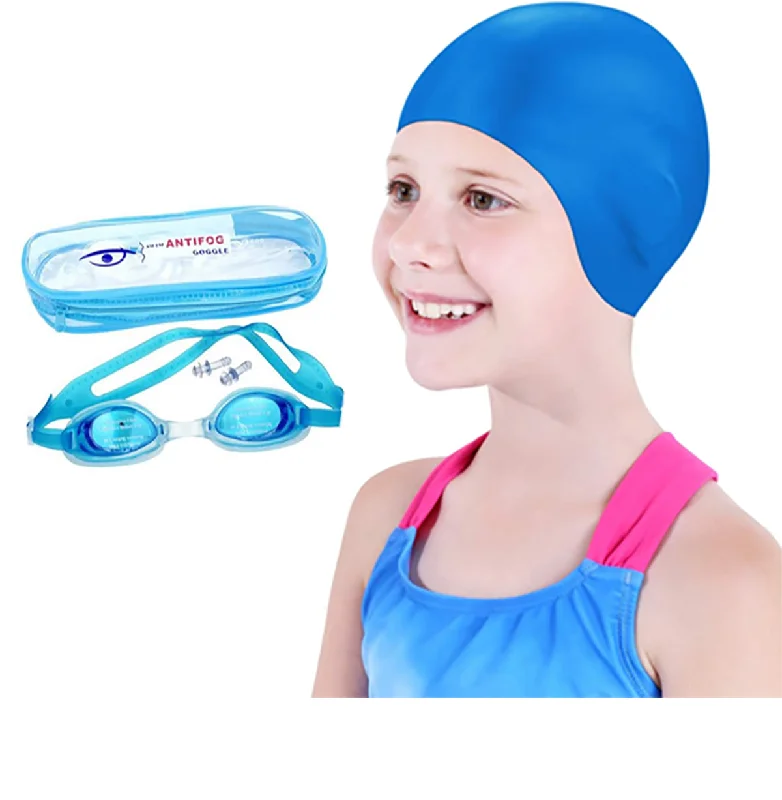 Fancydresswale Swimming Goggle and Cap combo for kids- Assorted Color and designs Classic Swimsuit Design