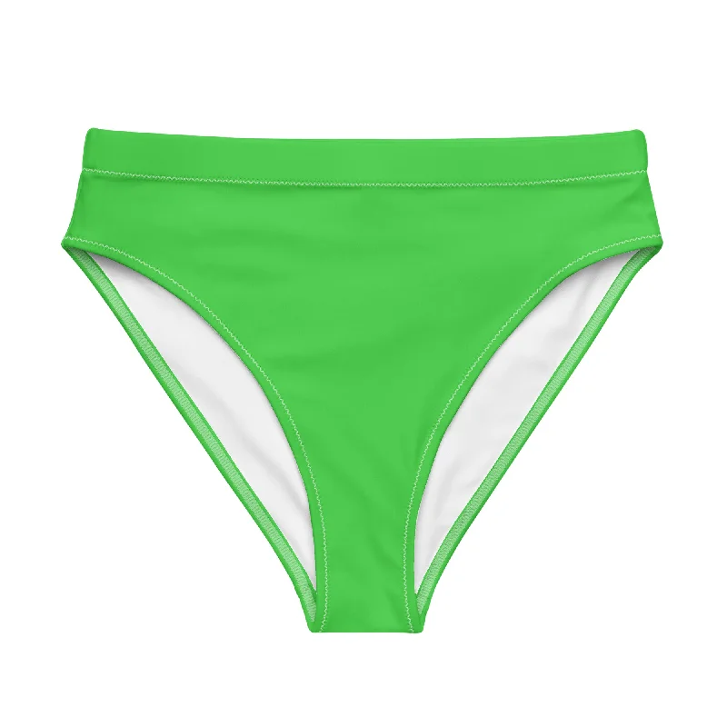 Lime Green High Waisted Bikini Swimsuit Bottom Sporty Racerback Swimsuit