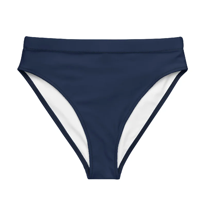 Navy Blue High Waisted Bikini Swimsuit Bottom Soft Beachwear Set