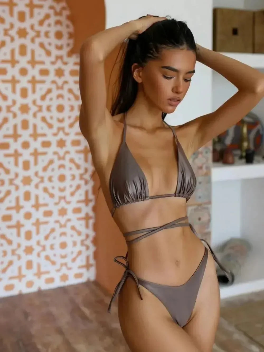 New Bandage Bikini Push Up Micro Female Woman Two Pieces Set Plus Size Swimwear Bathing Suit XL Swimsuit Halter Neck Swimsuit