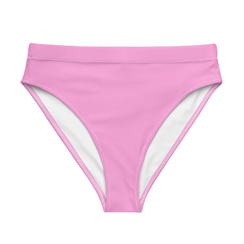 Pink High Waisted Bikini Swimsuit Bottom Cross-Back Bikini