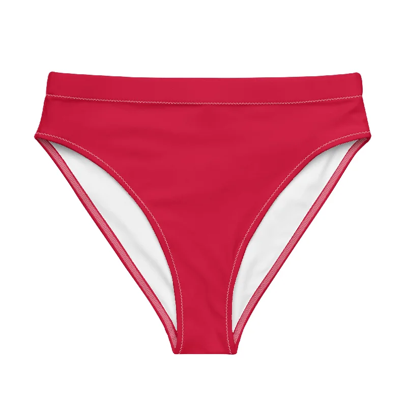 Red High Waisted Bikini Swimsuit Bottom Soft Beachwear Set