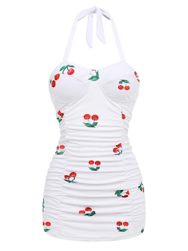 Retro 1950s Cherry Summer One-piece Swimsuit Stylish Swimsuit Set