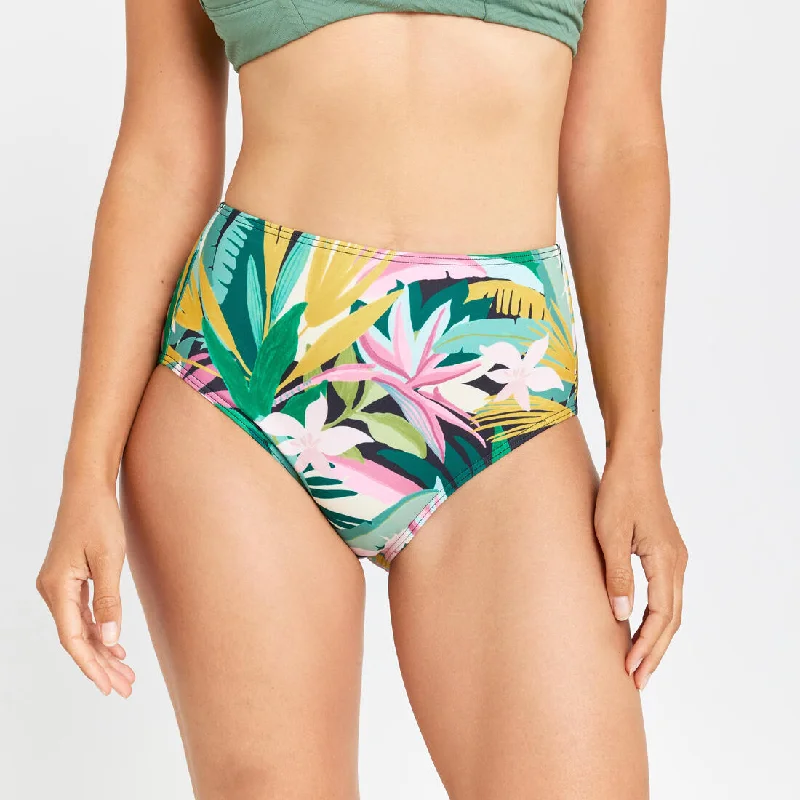 Women's high-waisted briefs swimsuit bottoms - Romi tropical green Lace-Detail Bikini Set