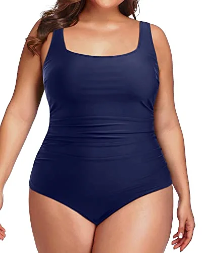 Women's Plus Size One Piece Swimsuit Backless Tummy Contro Bathing Suit Sporty Racerback Swimsuit