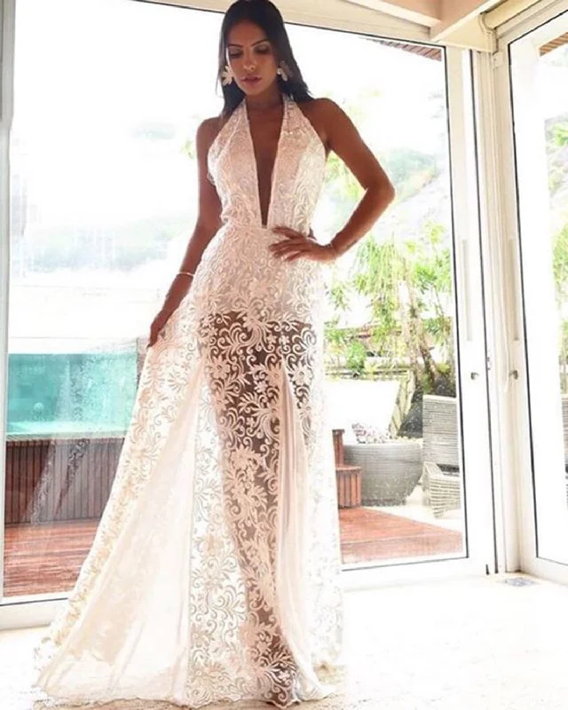 DressBetty - Women Lace Vestidos Dress Sexy Halter Neck Long Maxi Dress Stylish Empire Waist Maxi Dress DressBetty - Women Lace Vestidos Dress Sexy Halter Neck Long Maxi Dress Stylish Empire Waist Maxi Dress