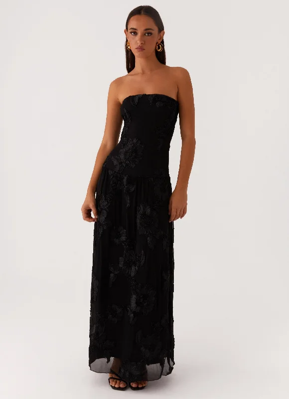 After Light Maxi Dress - Black Fashionable Faux Wrap Maxi Dress