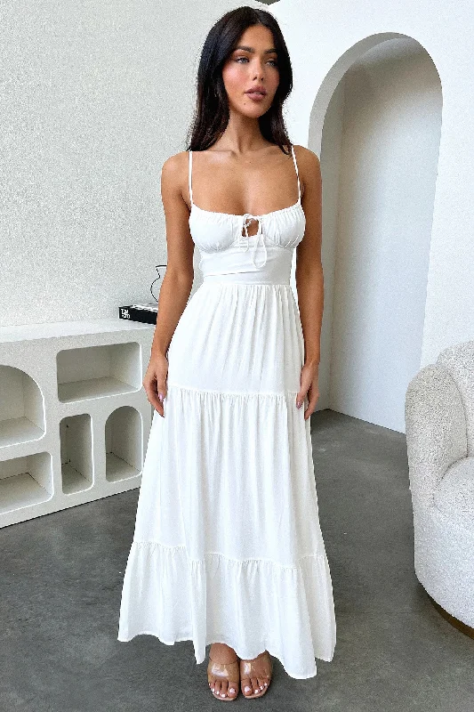 Allie Maxi Dress - White Stylish Long Sleeve Maxi Dress