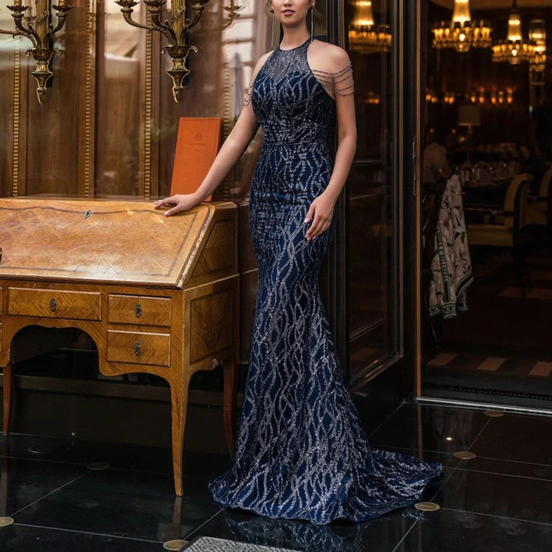 Fashion Sexy Halter Neck Prom Dresses