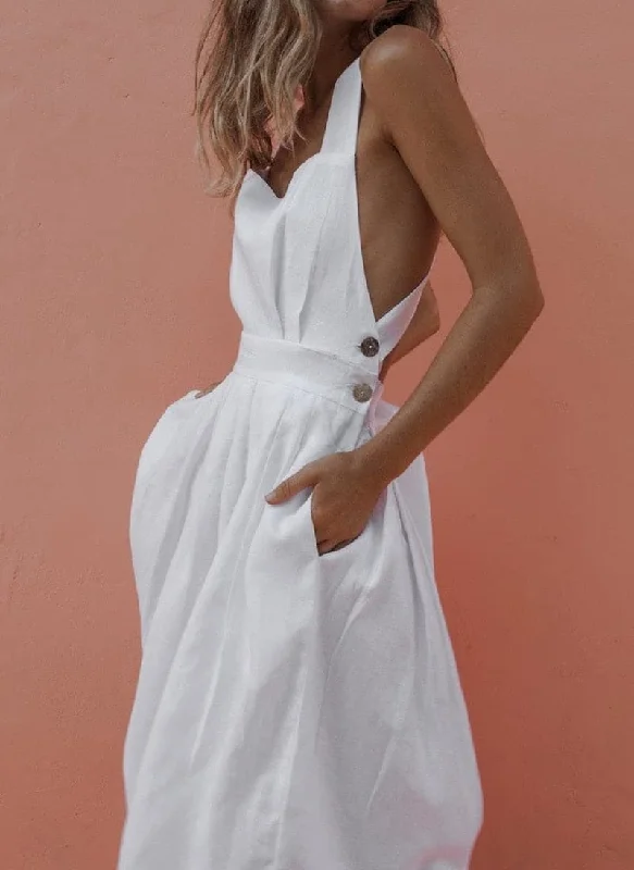 Sexy Bowknot Backless Cross Drawstring Beach Dress