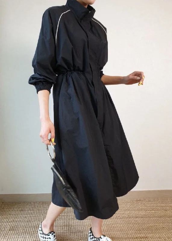 Bohemian Black Stand Collar Pockets Patchwork Cotton Trench Jackets Spring Ribbed Jacket Pleated Jacket Ruffled Jacket Bohemian Black Stand Collar Pockets Patchwork Cotton Trench Jackets Spring Ribbed Jacket Pleated Jacket Ruffled Jacket