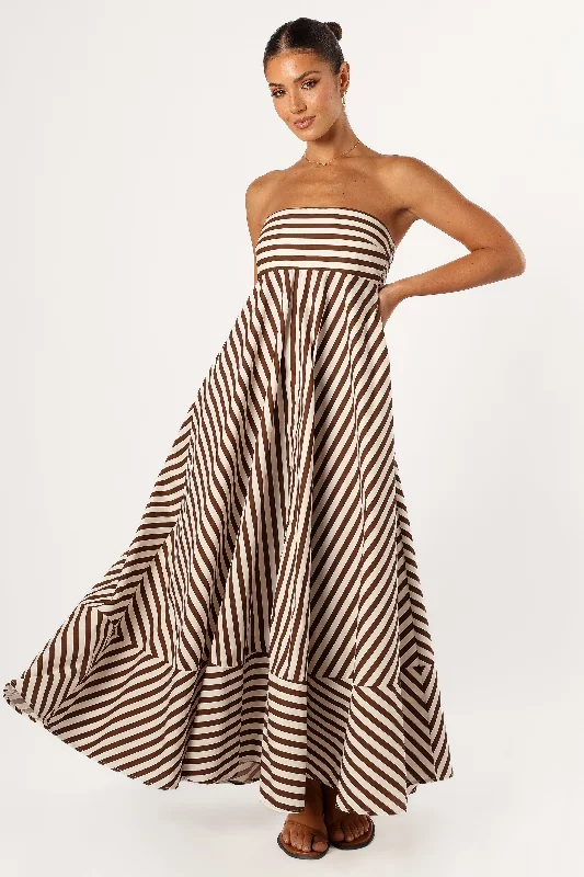 Bowie Strapless Maxi Dress - Chocolate Stylish A-Line Maxi Dress