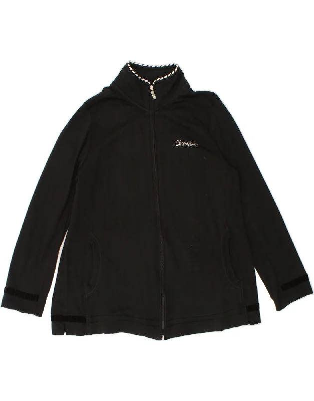 CHAMPION Womens Comfort Fit Tracksuit Top Jacket UK 20 2XL Black Cotton Front Pockets Side Pockets Patch Pockets CHAMPION Womens Comfort Fit Tracksuit Top Jacket UK 20 2XL Black Cotton Front Pockets Side Pockets Patch Pockets
