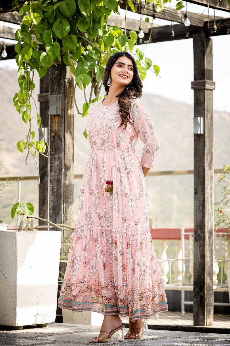WOMEN'S PINK BUDDING BEAUTIFULL LONG GOWN П’?