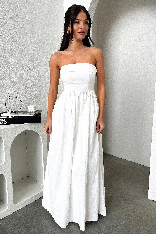 Cornell Maxi Dress - White Comfortable Maxi Dress with Sleeves