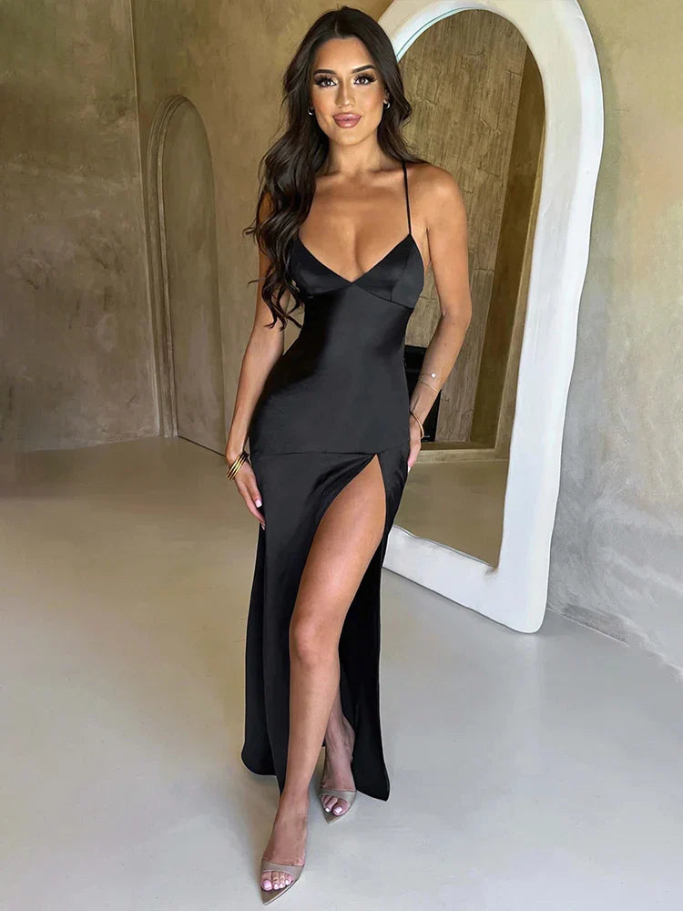 Long Slim Bodycon Spaghetti Strap Split Nightclub Sexy Spring Summer Maxi Dress Fashionable Layered Maxi Dress Long Slim Bodycon Spaghetti Strap Split Nightclub Sexy Spring Summer Maxi Dress Fashionable Layered Maxi Dress