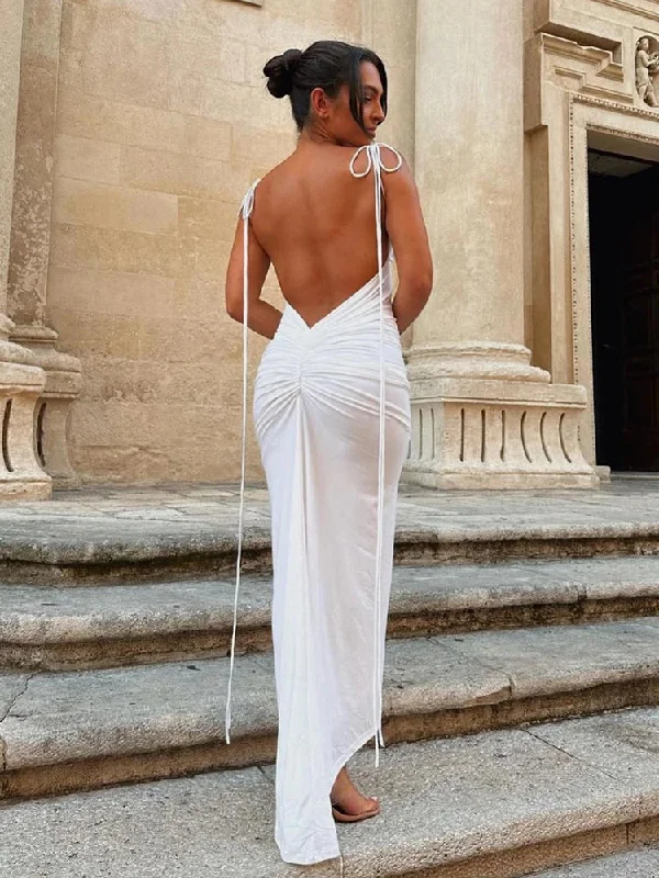 Long Spaghetti Strap Slim Bodycon Backless Nightclub Sexy Summer Maxi Dress Elegant Maxi Dress with Ruffles Long Spaghetti Strap Slim Bodycon Backless Nightclub Sexy Summer Maxi Dress Elegant Maxi Dress with Ruffles