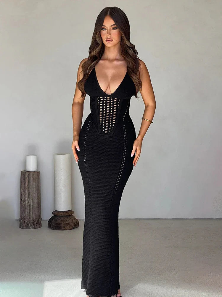 Knitted Bodycon Spaghetti Strap Spring Summer Backless Nightclub Sexy Party Maxi Dress Stylish Empire Waist Maxi Dress Knitted Bodycon Spaghetti Strap Spring Summer Backless Nightclub Sexy Party Maxi Dress Stylish Empire Waist Maxi Dress