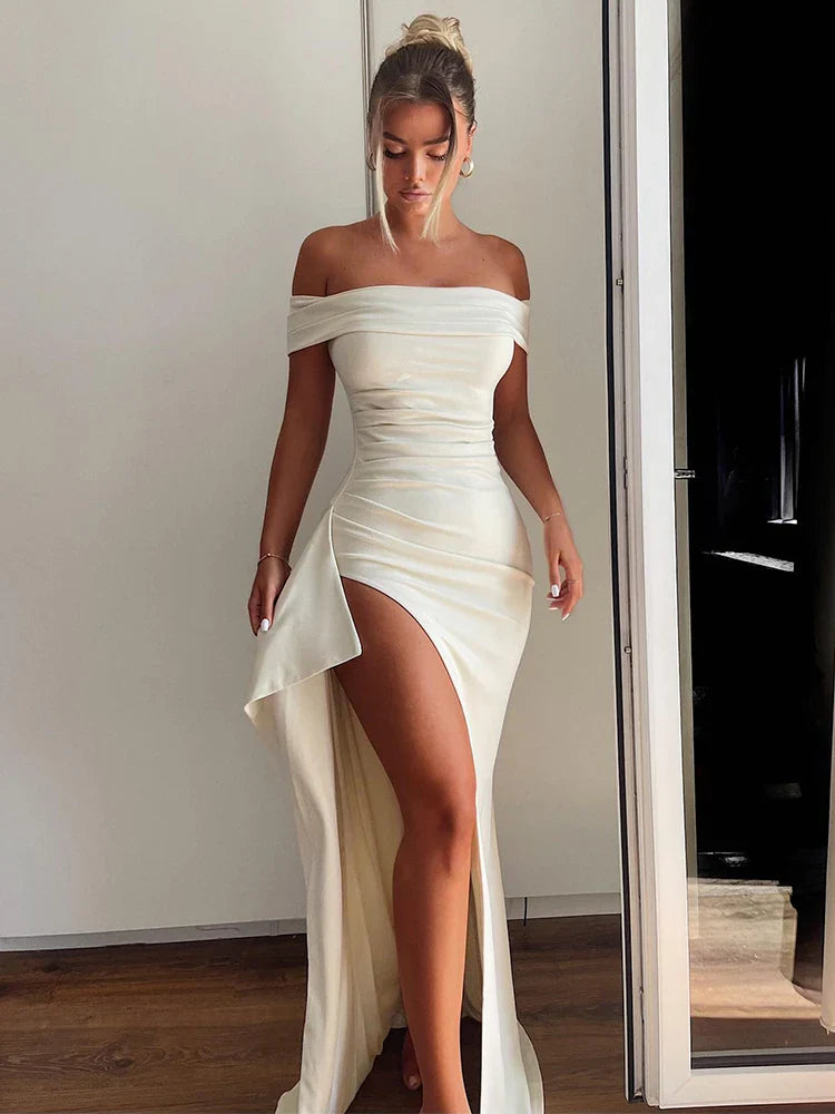 Off Shoulder Long Summer High Split Backless Nightclub Sexy Party Maxi Dress Classic A-Line Maxi Dress Off Shoulder Long Summer High Split Backless Nightclub Sexy Party Maxi Dress Classic A-Line Maxi Dress