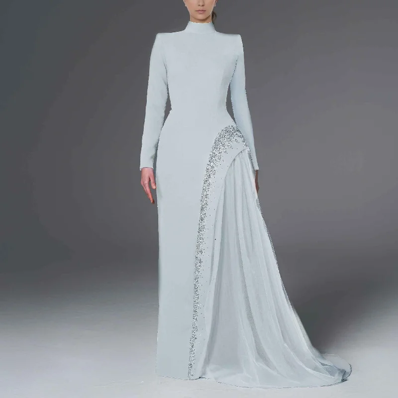 Crepe Dress With Crystal Embroidery