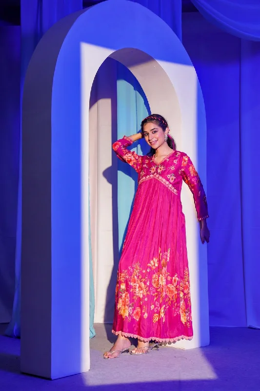 Cute Pink Muslin Long Gown