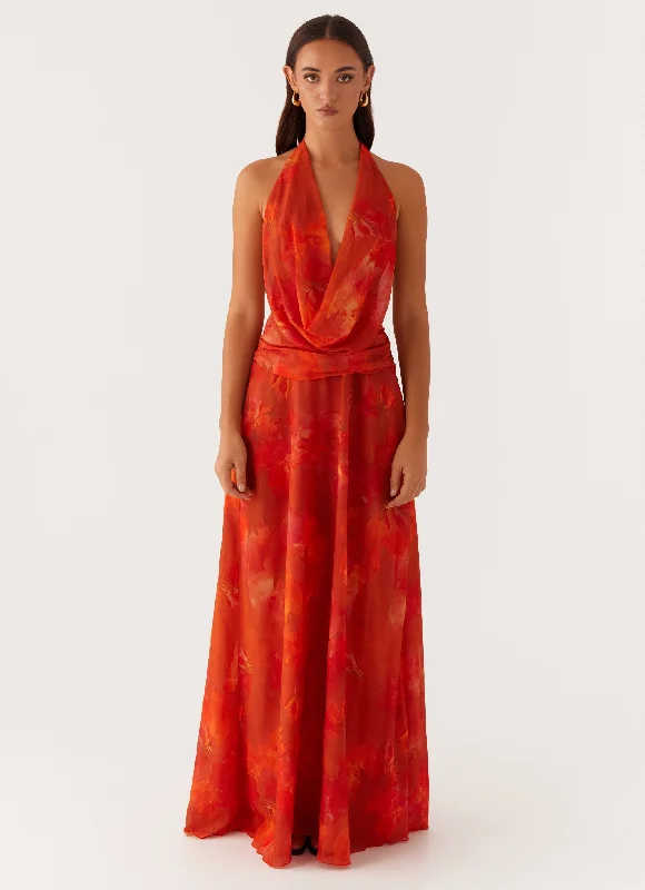 Elysia Chiffon Maxi Dress - Amber Trendy Maxi Dress with Lace