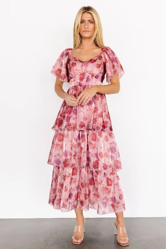 Emeline Tiered Maxi Dress | Mauve Multi Elegant Velvet Maxi Dress