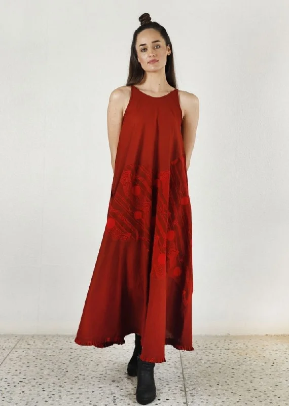 Essential Cherry Red Maxi Dress Trendy Ruffled Maxi Dress