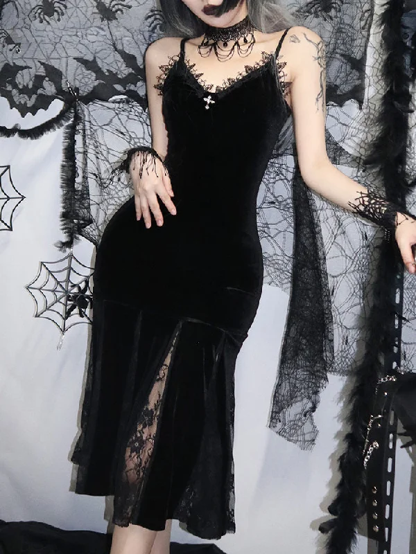 Sexy Spaghetti Strap Backless Velvet Gothic Cross Black Lace Patchwork Maxi Dress Cozy Ribbed Maxi Dress Sexy Spaghetti Strap Backless Velvet Gothic Cross Black Lace Patchwork Maxi Dress Cozy Ribbed Maxi Dress