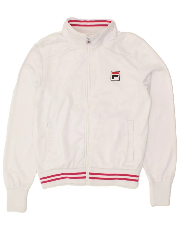 FILA Womens Tracksuit Top Jacket UK 6 XS White Polyester Satin Fabric Silk Fabric Chiffon Fabric FILA Womens Tracksuit Top Jacket UK 6 XS White Polyester Satin Fabric Silk Fabric Chiffon Fabric