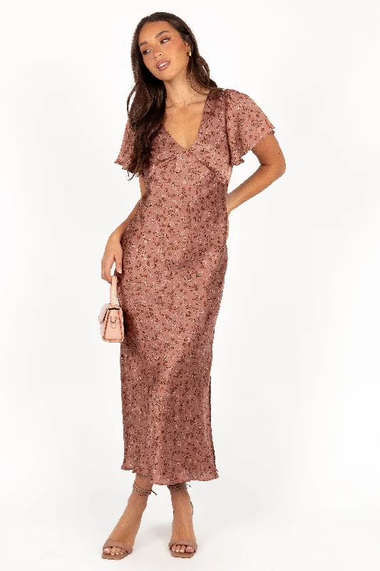 Flossy Maxi Dress - Mauve Elegant Boho Maxi Dress