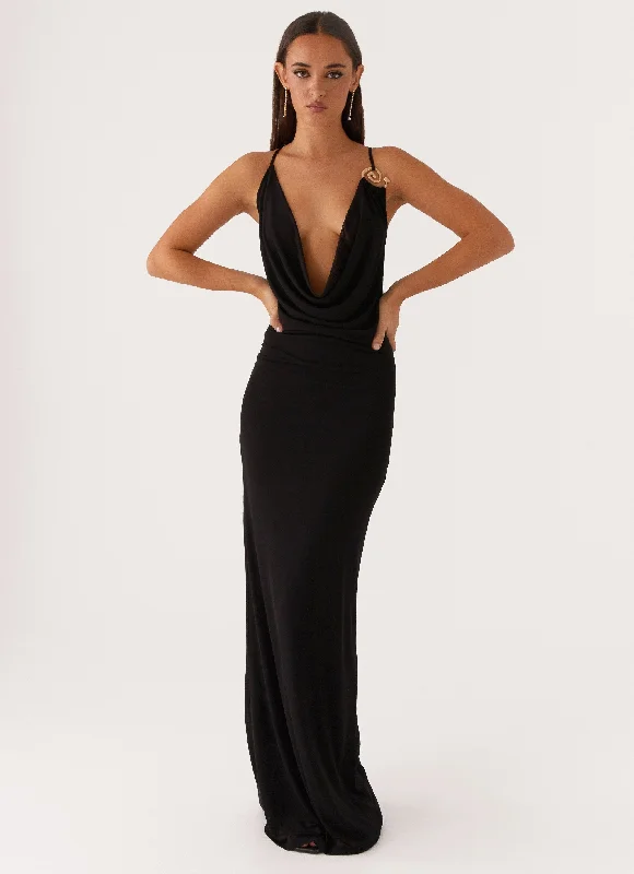 Game Player Maxi Dress - Black Cozy Ribbed Maxi Dress