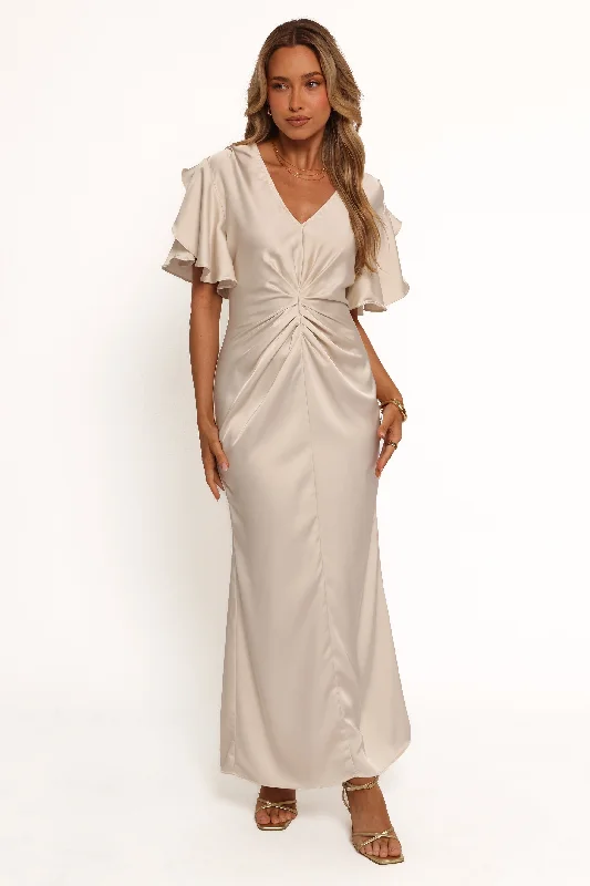 Georgiana Maxi Dress - Dove Comfortable Ruffle Maxi Dress