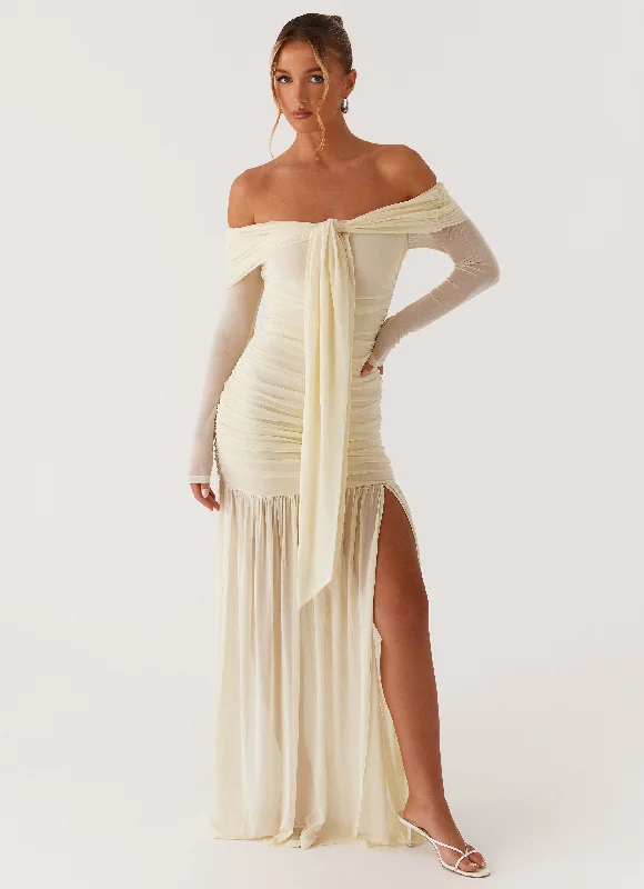 Ginny Maxi Dress - Yellow Stylish Pleated A-Line Maxi Dress