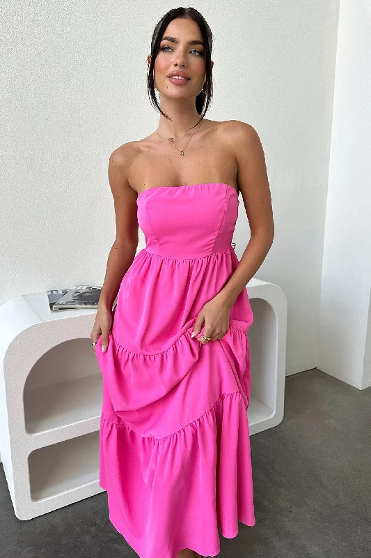 Hailey Maxi Dress - Pink Elegant Maxi Dress with Slit